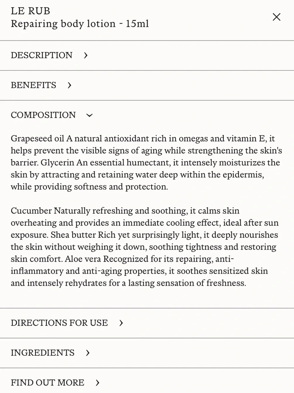 Le Rub Repairing body lotion - 15ml
